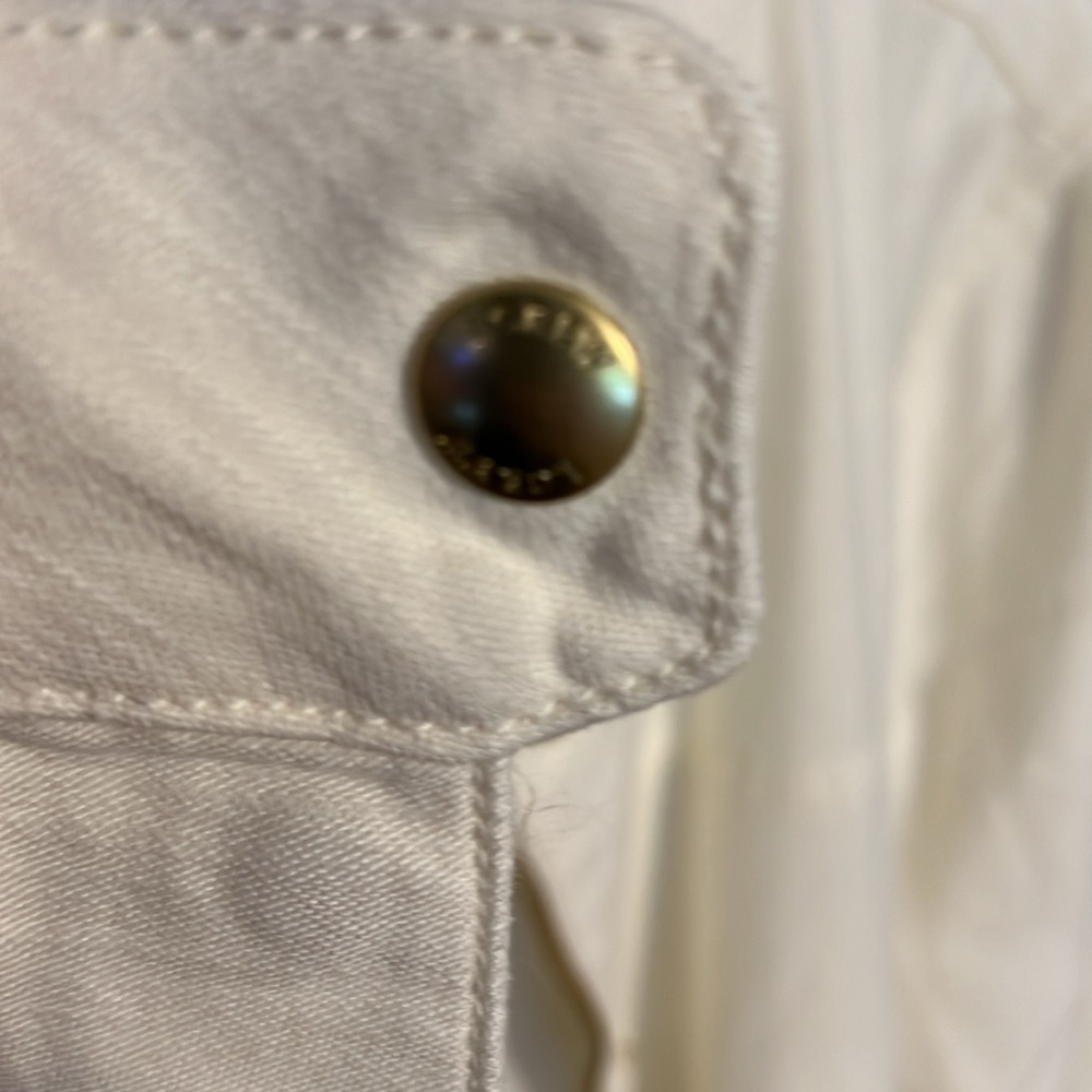 NWT. J.Crew Cream linen jacket with zipper and gold buttons. Size L - Picture 4 of 5